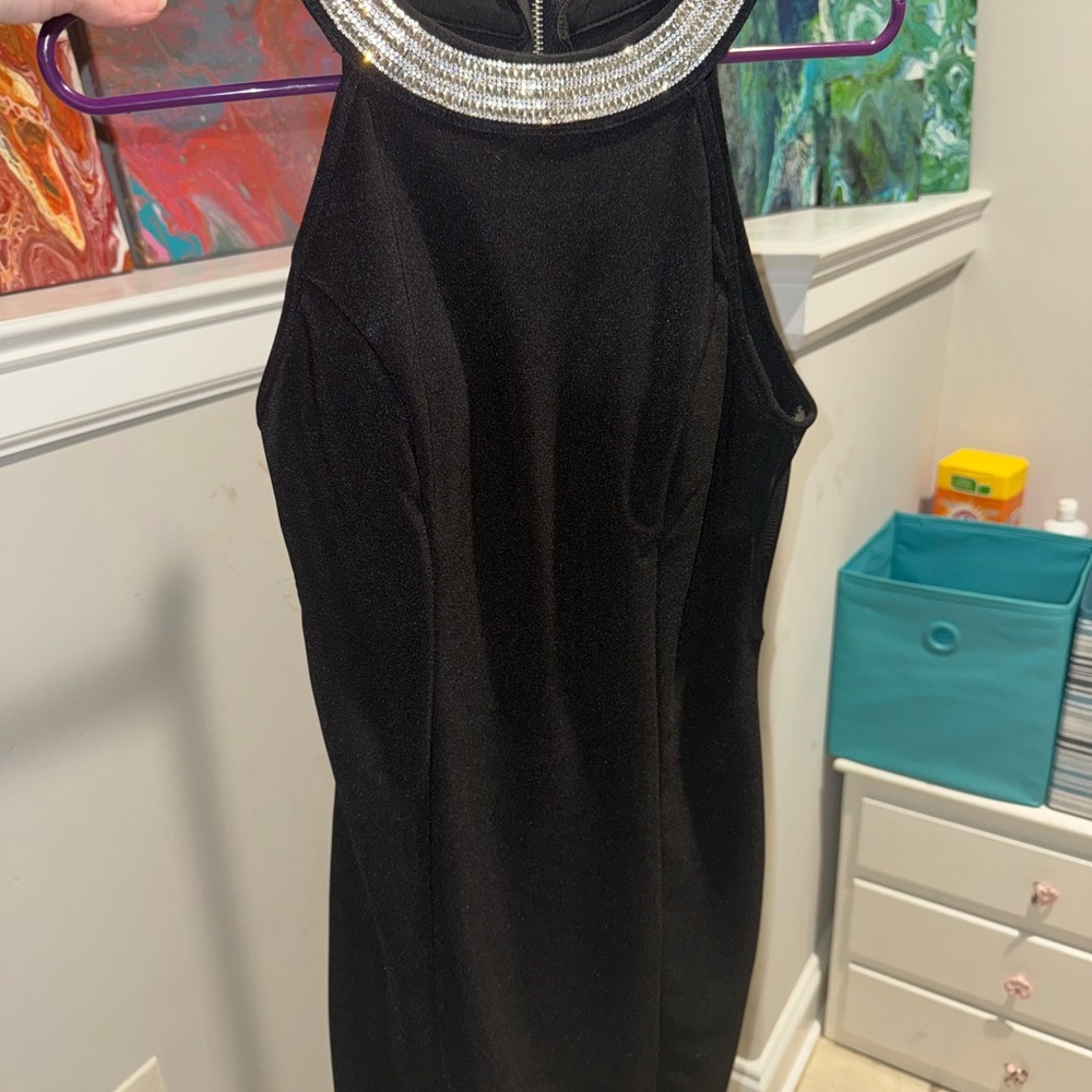Emerald Sundae Black Dress with Silver Detailing